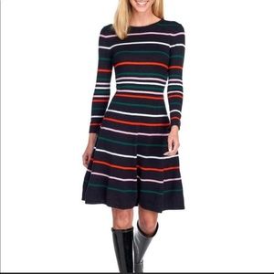 Vince Camuto striped 3/4 sleeve fit&flare dress